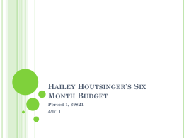 Hailey Houtsinger*s Six Month Budget