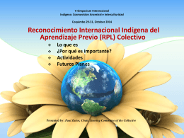 Reconocimiento Internacional Indígena del Aprendizaje Previo (RPL)