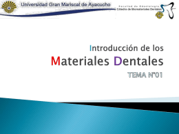 Introducción de los Materiales Dentales