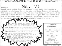 October News from Ms. V!