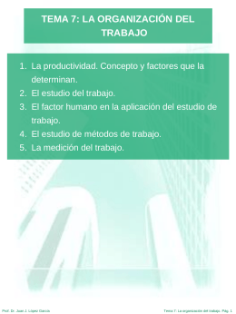 TEMA 7 LA ORGANIZACIÓN DEL TRABAJO