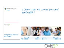 OvidSP April 2010 Enhancements Customer