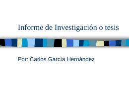 Informe de Investigación o tesis