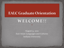 EALC Graduate Orientation