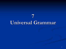 7 Universal Grammar - Carleton University