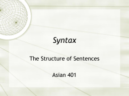 Syntax - University of Washington