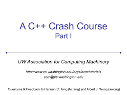 The C++ Crash Course : Part I