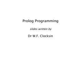 Prolog Programming - University of Cambridge