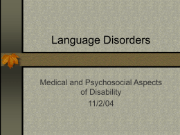 Language Disorders - University of Florida