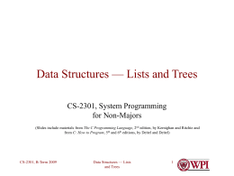 Data Structures — Lists and Trees