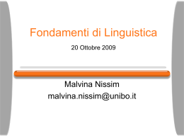 Fondamenti di Linguistica 20 Ottobre 2009