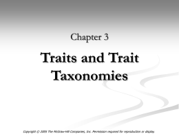 Traits and Trait Taxonomies - Paul Trapnell Personality