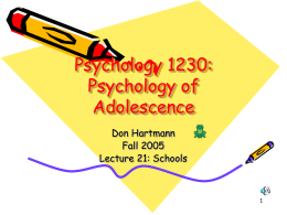 Psychology 1230: Psychology of Adolescence