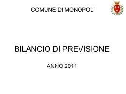 BILANCIO DI PREVISIONE ANNO 2011