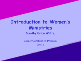 Introduction to Women’s Ministries