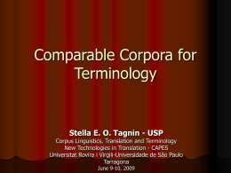 Comparable Corpora for Terminology