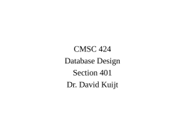 Database as Model - UMD Department of Computer Science