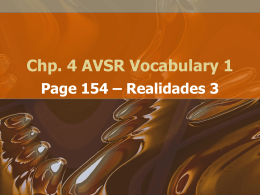Chp. 4 AVSR Vocabulary 1