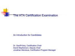 The ATA Certification Examination An Introduction for