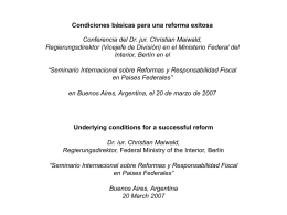 Underlying conditions for a successful reform Vortrag von