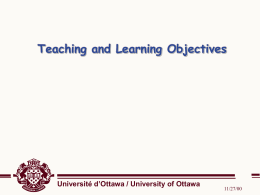 Teaching and Learning Objectives