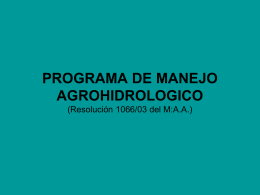PROGRAMA DE MANEJO AGROHIDROLOGICO