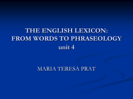 THE ENGLISH LEXICON: FROM WORDS TO …