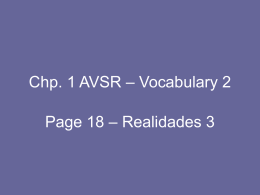 Chp. 1 AVSR – Vocabulary 2