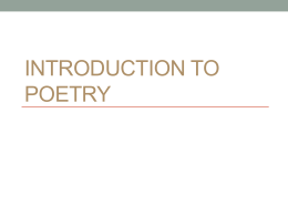 Introduction to Poetry - Brookwood High School