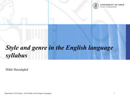 Style and genre in the English language syllabus