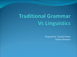 traditional grammar Vs linguistics