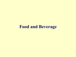Chapter 8: The Food and Beverage Department