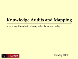 KM 101 - Knowledge Audits and Mapping