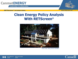 Clean Energy Policy Analysis With RETScreen