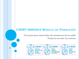 GMMP 2009/2010 Training module