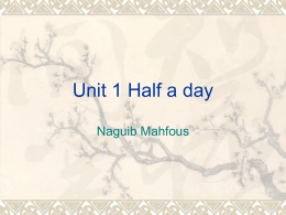 Unit 1 Half a day
