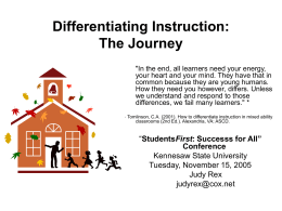 Differentiating Instruction: The Journey