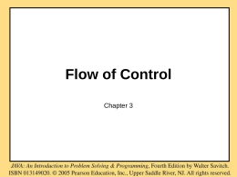 Chapter 3 Flow of Control - Florida Institute of Technology