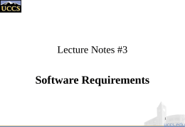 Lecture Notes #3 - University of Colorado Colorado Springs