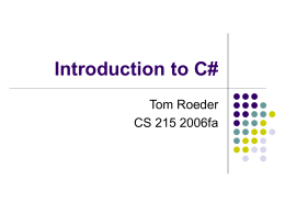 Intro to C# and .NET