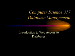 Computer Science 317 Database Management