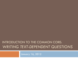Writing Text-dependent questions