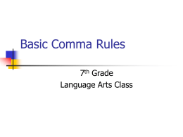 Basic Comma Rules - Greeneville City Schools