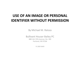 USE OF AN IMAGE OR PERSONAL IDENTIFIER WITHOUT …