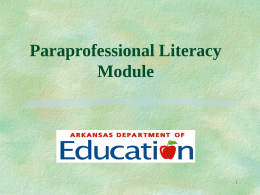 Paraprofessional Literacy Module