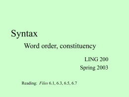 Syntax - University of Washington