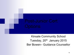 Post Junior Cert Options LCE & LCA Programmes