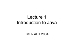 Introduction to Programming and Java