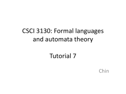 CSCI 3130: Formal languages and automata theory …