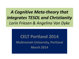A Cognitive Meta-theory that integrates TESOL and …